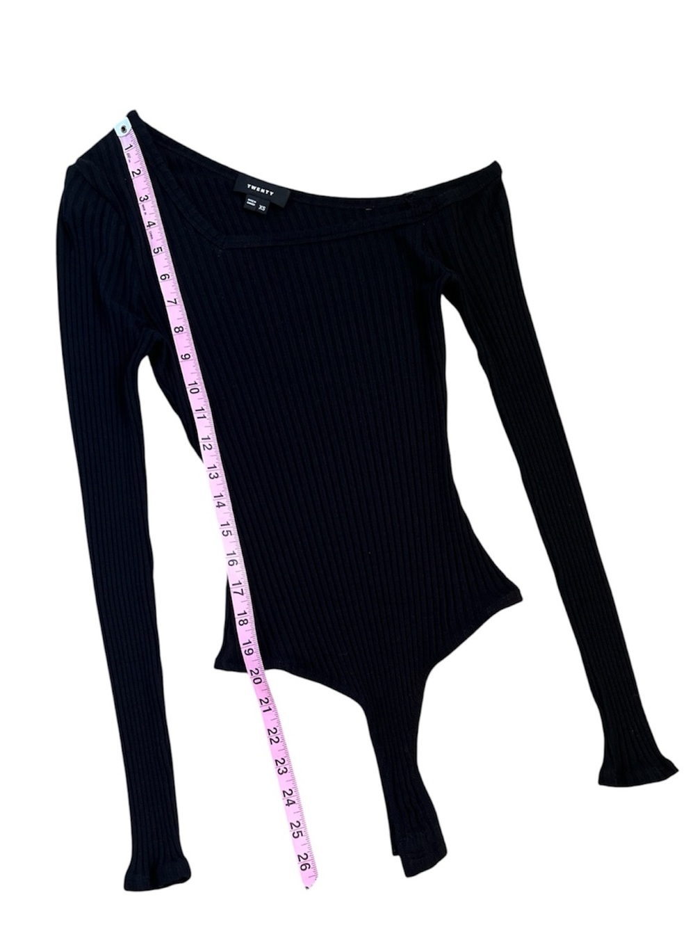 TWENTY TEES Harmony Ribbed Off Shoulder Bodysuit Top Black XS - Picture 5 of 8
